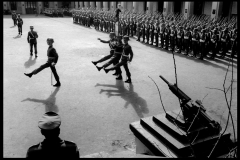 CHILE. Santiago. The army celebrates the 10th anniversary of General Augusto PINOCHET's Coup d'Etat with a parade inside a barrack. 1983.